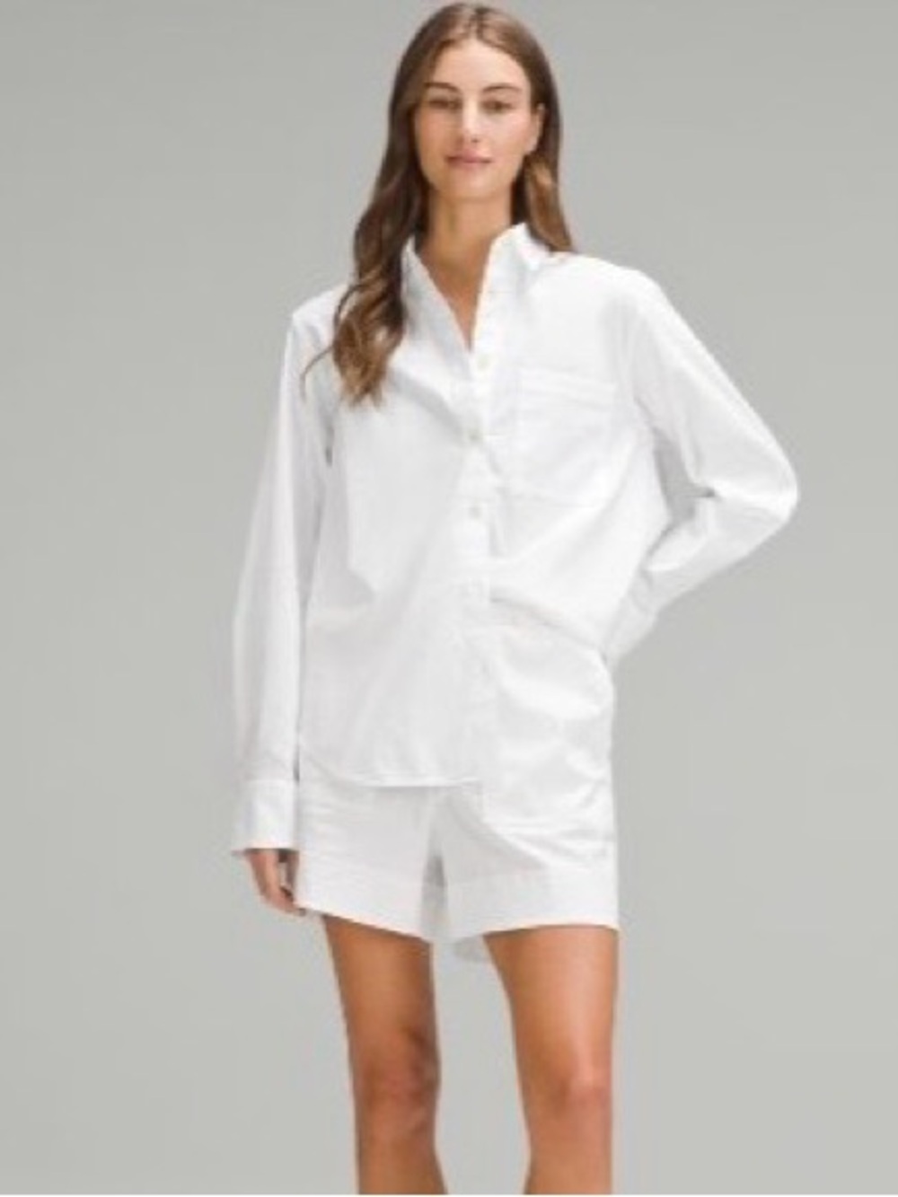 lululemon White Long-Sleeve Button-Down Shirt